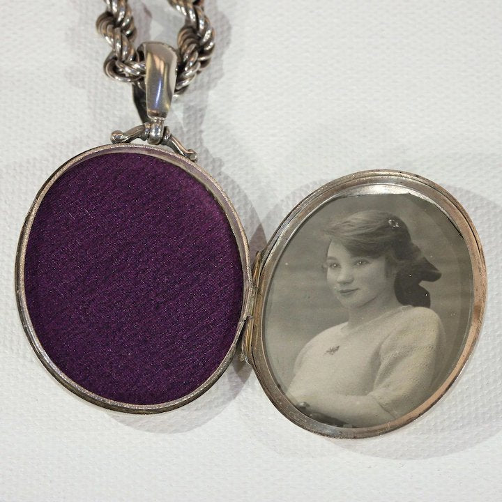 Antique Victorian Silver Collar and Locket Set, Birmingham 1876