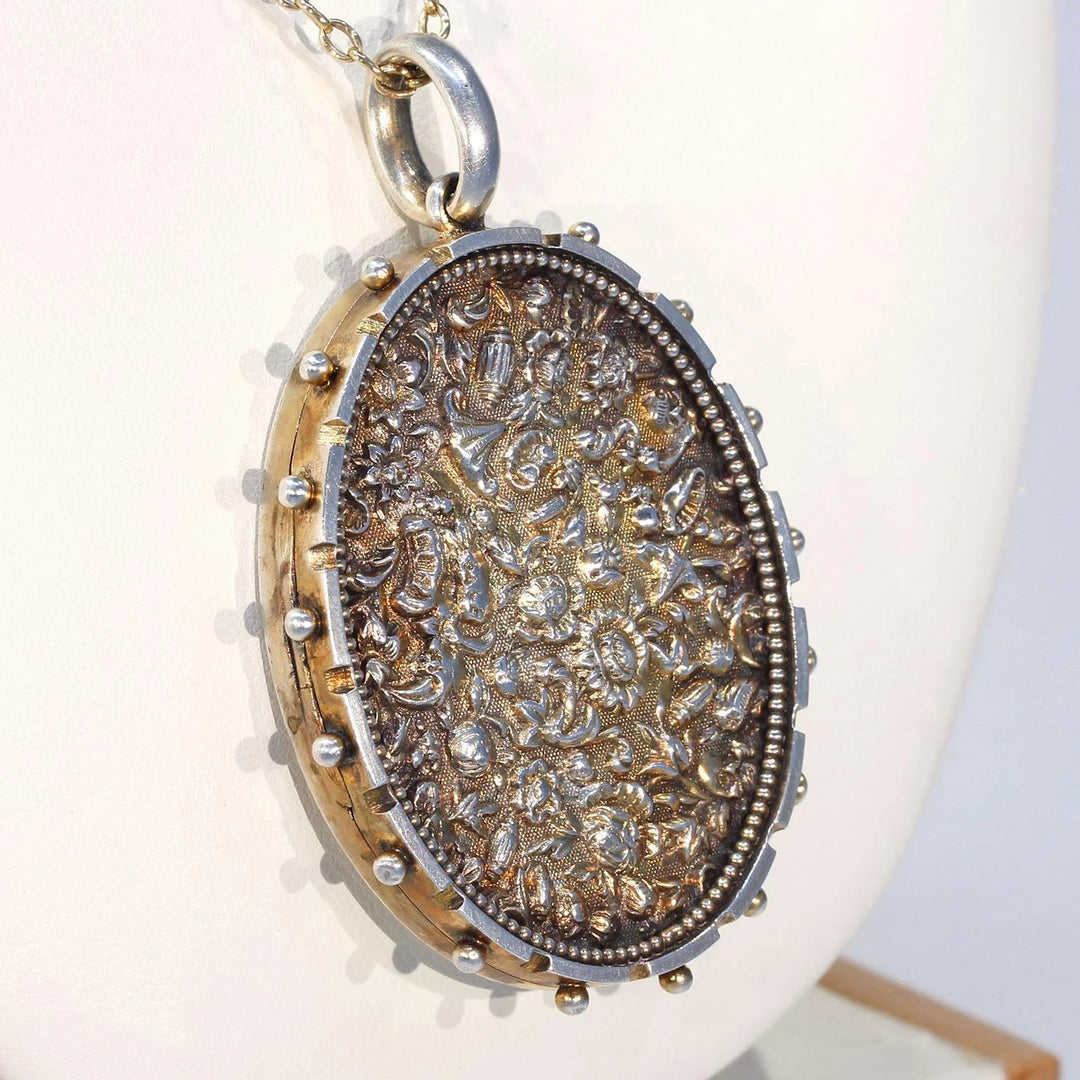 Antique Victorian Silver Repoussed Locket