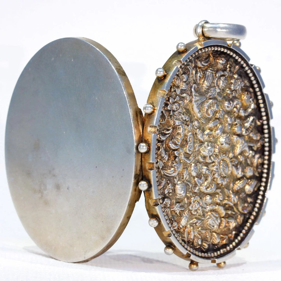 Antique Victorian Silver Repoussed Locket