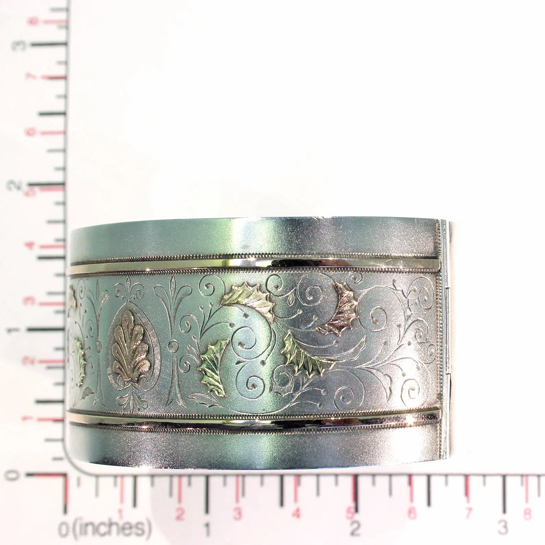 Antique Victorian Sterling Silver Cuff Bangle Bracelet