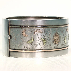 Antique Victorian Sterling Silver Cuff Bangle Bracelet