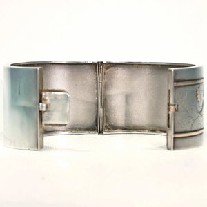 Antique Victorian Sterling Silver Cuff Bangle Bracelet