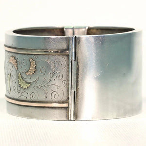 Antique Victorian Sterling Silver Cuff Bangle Bracelet