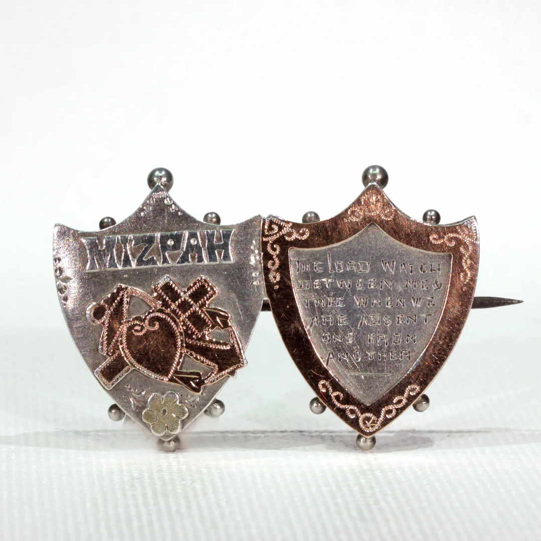 Antique Victorian Sweetheart Brooch Pin Mizpah Silver Gold