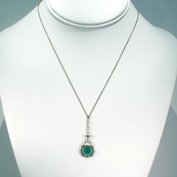 Wonderful Art and Crafts Era Chalcedony Enamel Necklace
