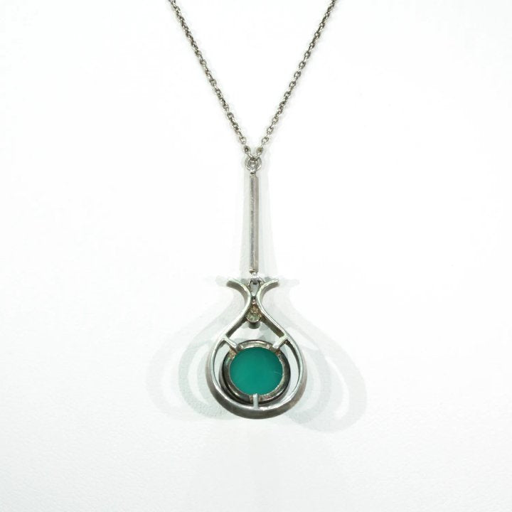 Wonderful Art and Crafts Era Chalcedony Enamel Necklace