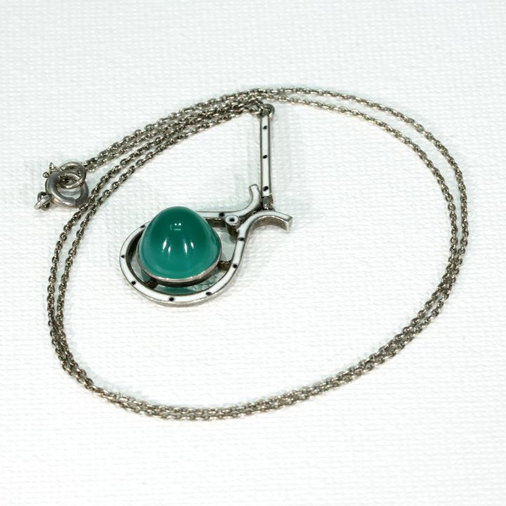 Wonderful Art and Crafts Era Chalcedony Enamel Necklace