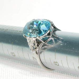 Art Deco Blue Zircon Diamond Ring Platinum