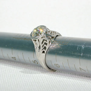 Art Deco Engagement Diamond Ring Filigree 14k White Gold