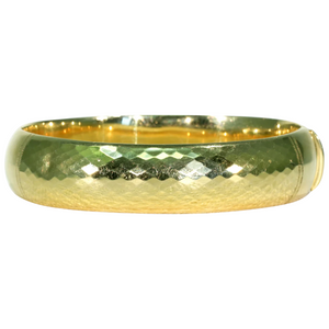 Art Deco French Faceted 18k Gold Bangle Bracelet