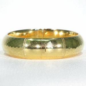 Art Deco French Faceted 18k Gold Bangle Bracelet
