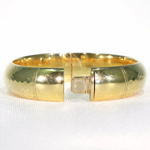 Art Deco French Faceted 18k Gold Bangle Bracelet