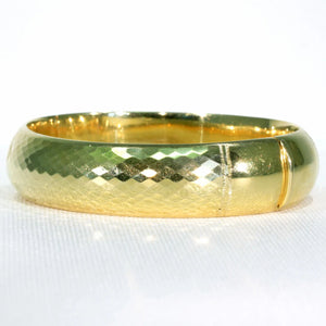 Art Deco French Faceted 18k Gold Bangle Bracelet