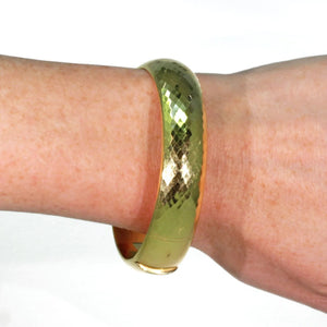 Art Deco French Faceted 18k Gold Bangle Bracelet