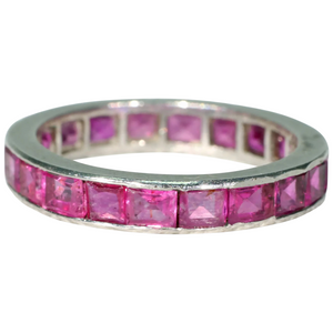 Art Deco Platinum Ruby Eternity Band Sz 6