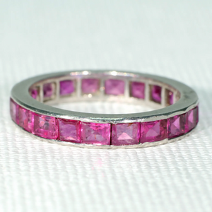 Art Deco Platinum Ruby Eternity Band Sz 6