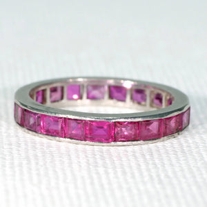 Art Deco Platinum Ruby Eternity Band Sz 6