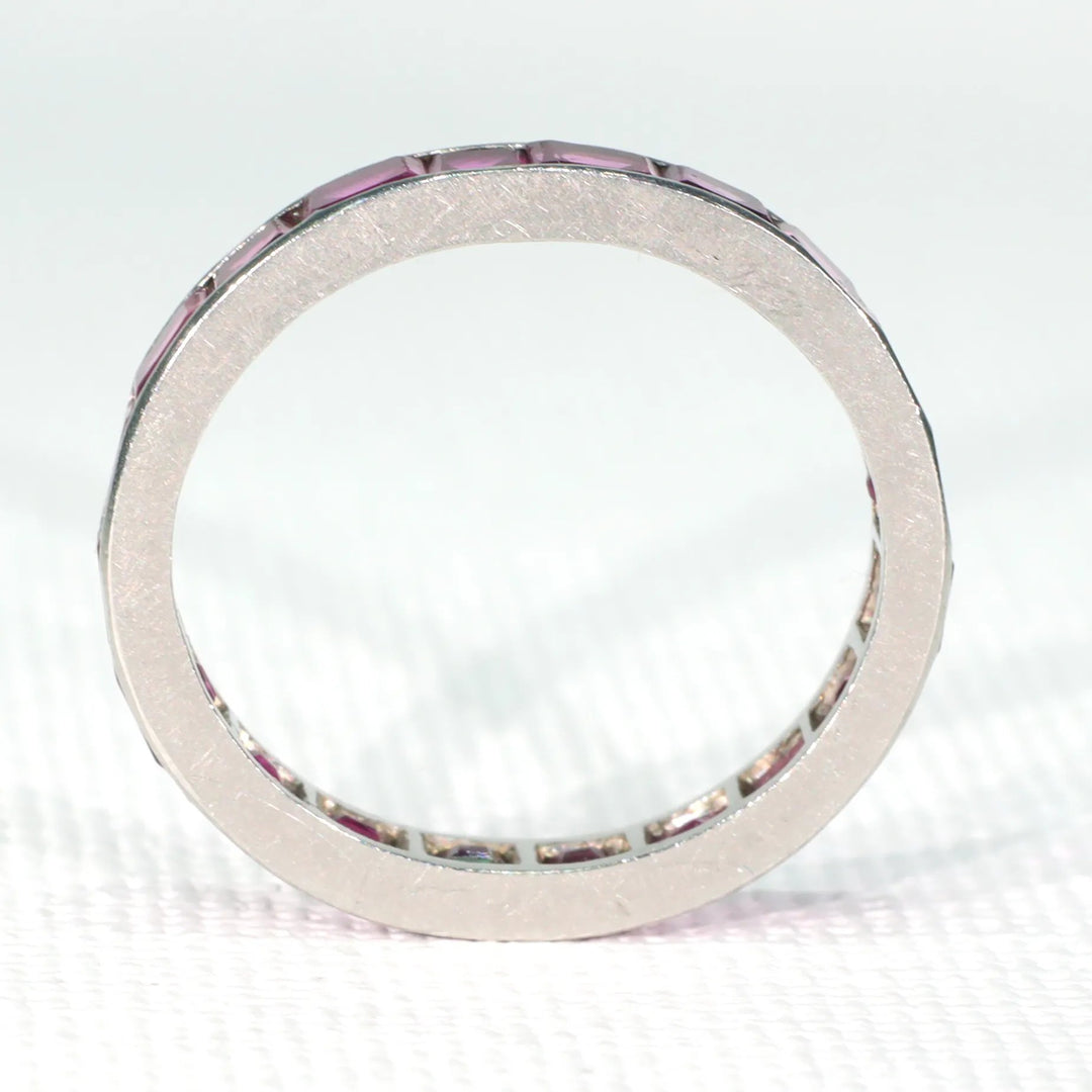 Art Deco Platinum Ruby Eternity Band Sz 6