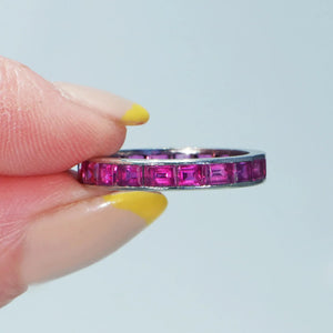 Art Deco Platinum Ruby Eternity Band Sz 6