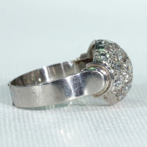 Art Deco Retro Diamond Dome Ring Cocktail Ring Platinum