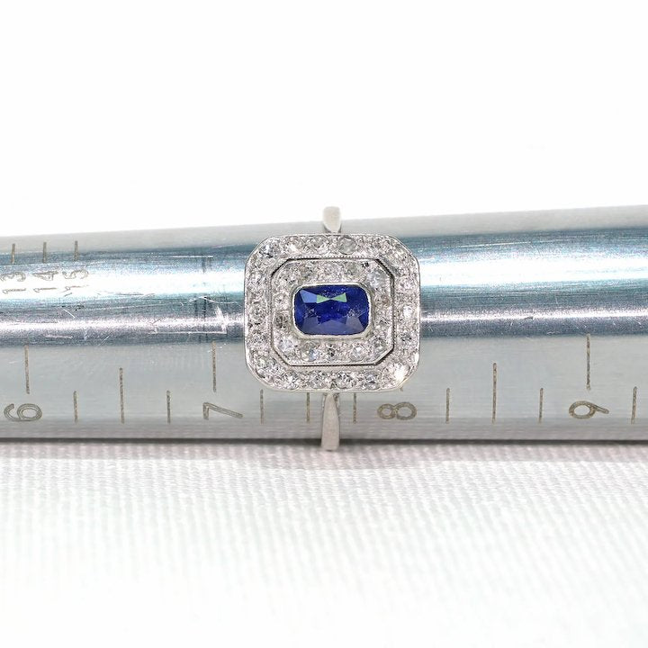 Art Deco Sapphire Diamond Target Ring Platinum