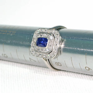 Art Deco Sapphire Diamond Target Ring Platinum