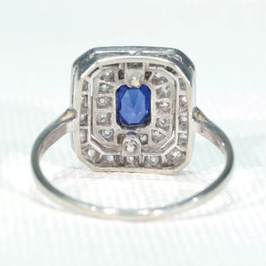 Art Deco Sapphire Diamond Target Ring Platinum