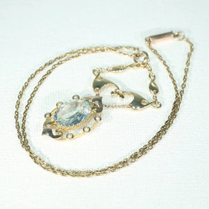 Art Nouveau 5ct Aquamarine Pearl Necklace Gold MB and Co