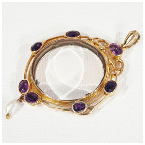 Art Nouveau Amethyst Pearl Frame Locket Gold