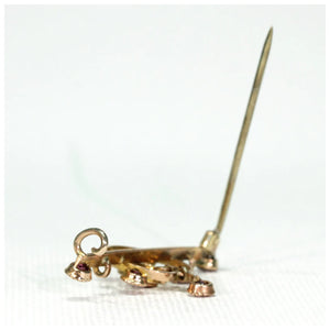 Art Nouveau Garnet Pearl Gold Bar Brooch