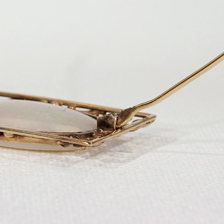 Arts & Crafts Opal Gold Brooch Pin by Henry George Murphy