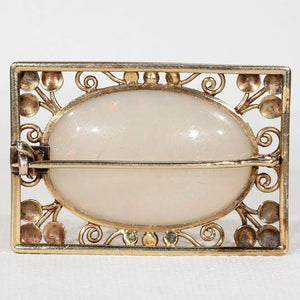 Arts & Crafts Opal Gold Brooch Pin by Henry George Murphy