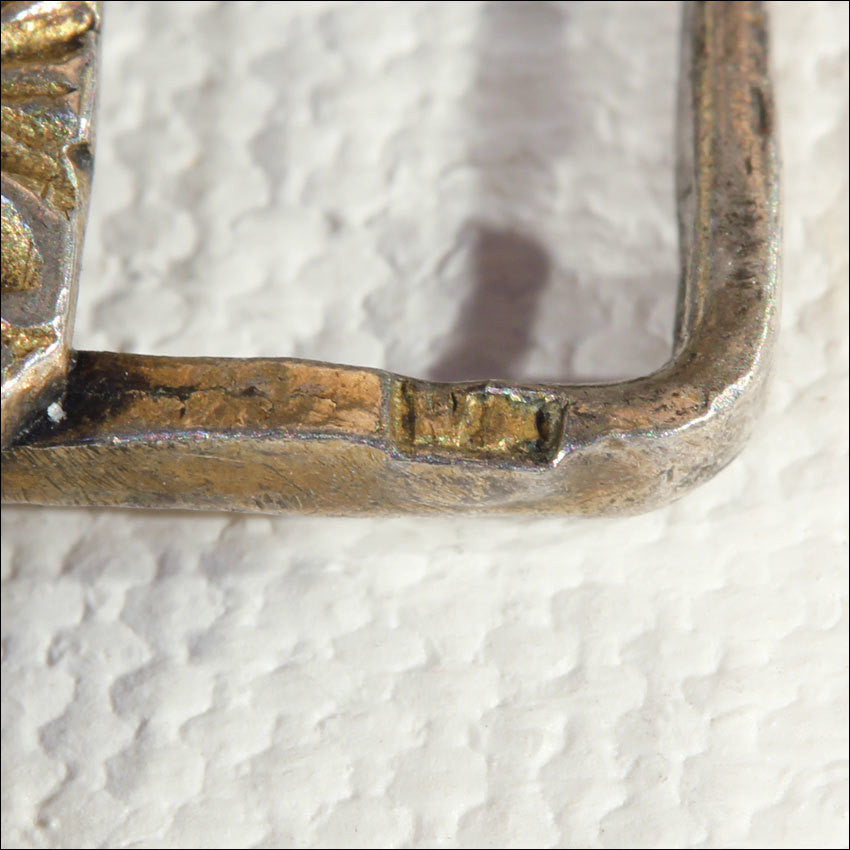 Antique Silver Belt Buckle, Austro-Hungarian Garnet and Mother of Pearl, c.1870