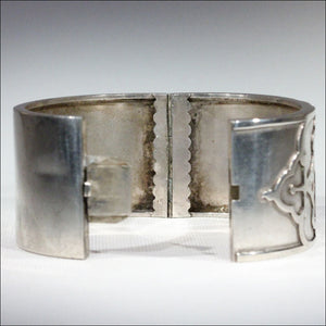 Antique Victorian Kate Greenaway Silver Bangle with Gold Accents