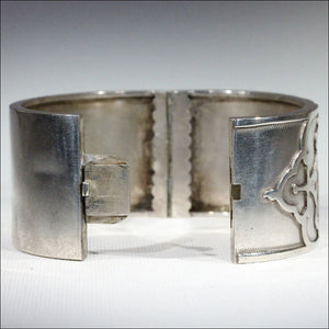 Antique Victorian Kate Greenaway Silver Bangle with Gold Accents