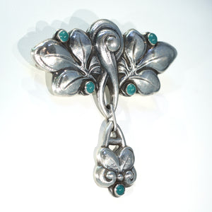 Holger Fischer Silver Chrysoprase Skonvirke Brooch Pin