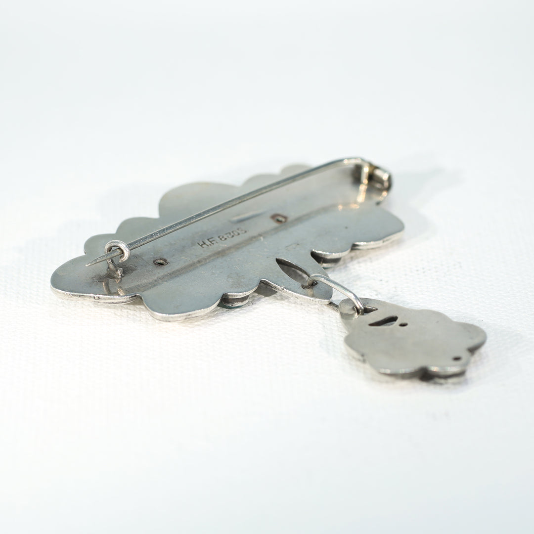 Holger Fischer Silver Chrysoprase Skonvirke Brooch Pin