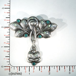 Holger Fischer Silver Chrysoprase Skonvirke Brooch Pin