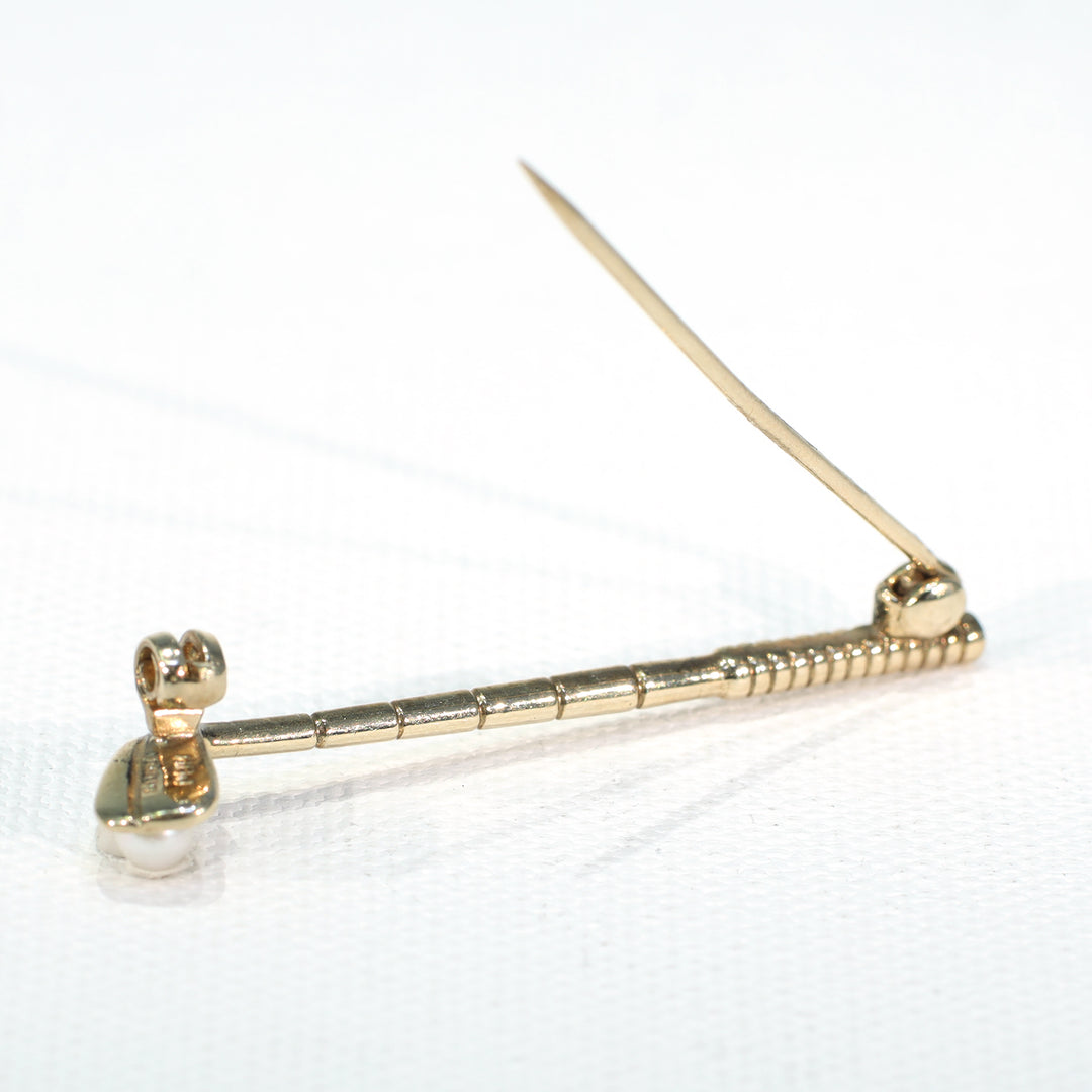 Vintage Gold and Pearl Golf Club Brooch Pin 1962