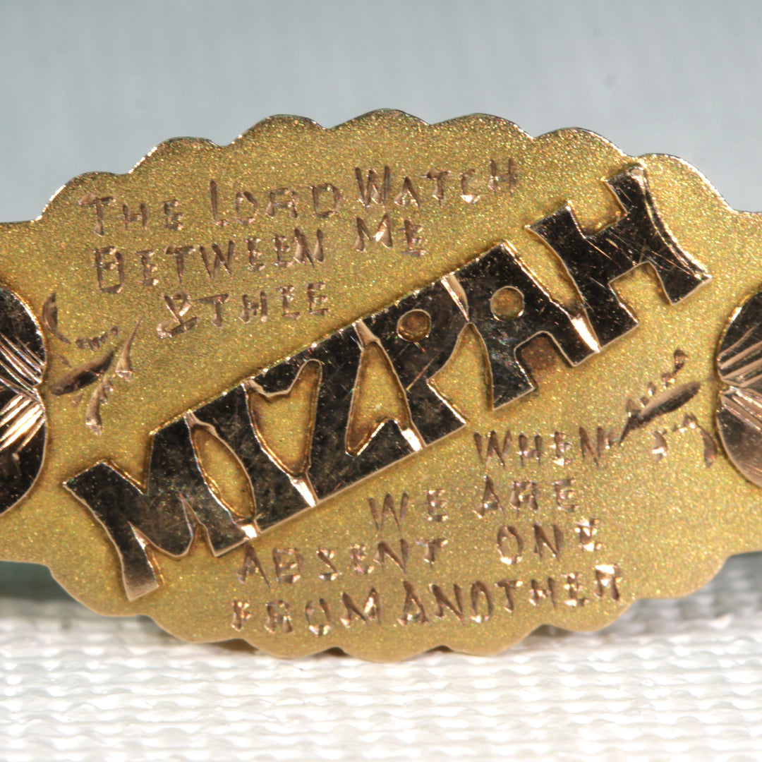 Victorian Sweetheart Mizpah Brooch Pin English 9k Gold