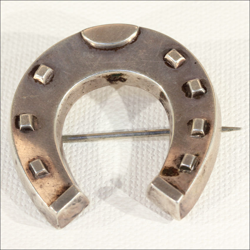Large Silver Victorian Horseshoe Brooch, c. 1880