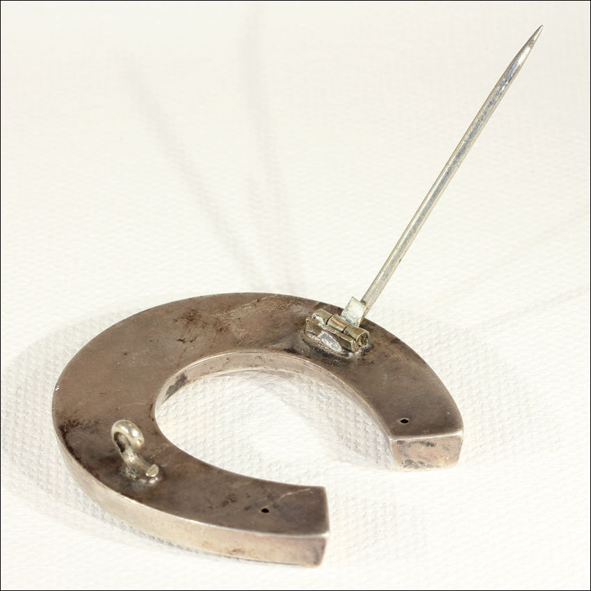 Large Silver Victorian Horseshoe Brooch, c. 1880