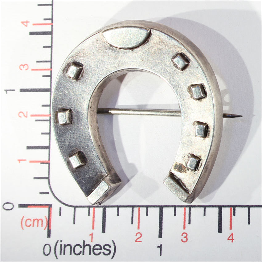 Large Silver Victorian Horseshoe Brooch, c. 1880