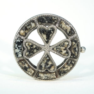 Scottish Claddagh Granite Brooch Silver Pin Dtd 1865