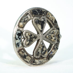 Scottish Claddagh Granite Brooch Silver Pin Dtd 1865