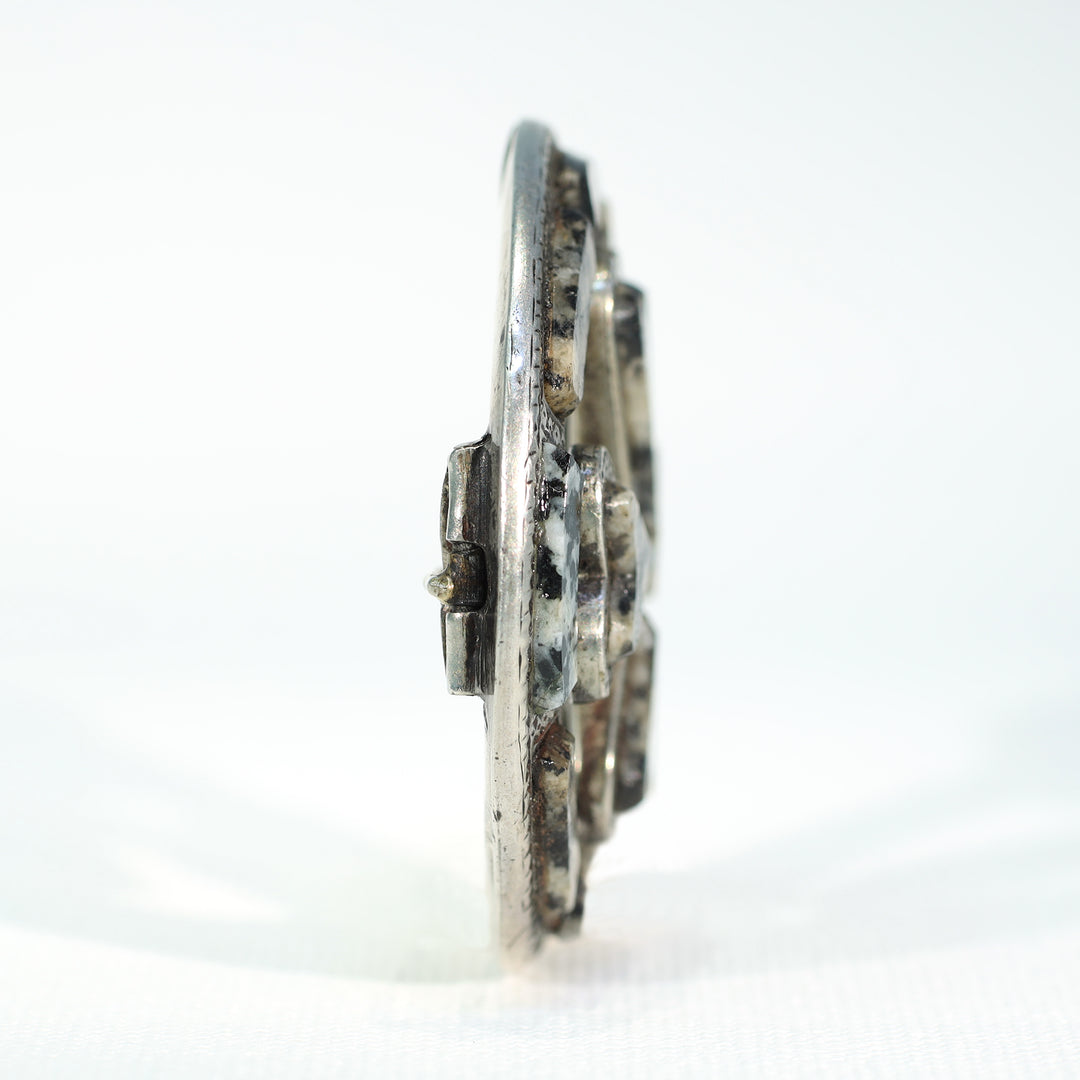 Scottish Claddagh Granite Brooch Silver Pin Dtd 1865