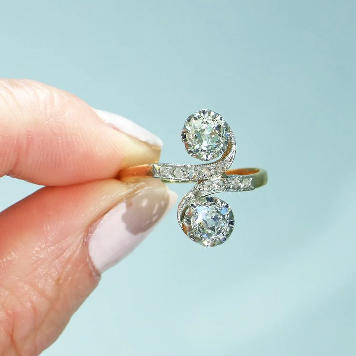 Belle Epoque Diamond Bypass Ring 18k Platinum 1cttw
