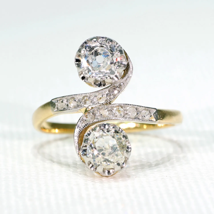 Belle Epoque Diamond Bypass Ring 18k Platinum 1cttw