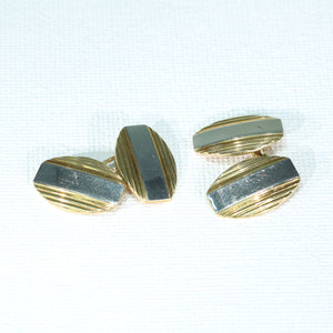 Stylish Art Deco Cufflinks 18k Two Tone Gold