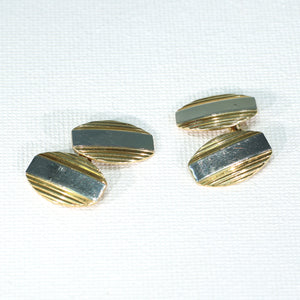 Stylish Art Deco Cufflinks 18k Two Tone Gold